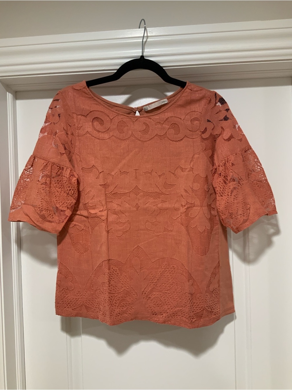 SFERRA Rust Lace Short Sleeve Blouse